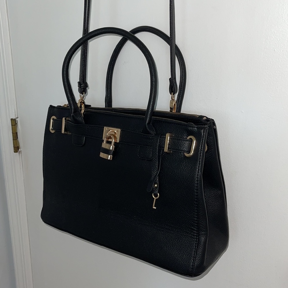 Dasein medium faux leather satchel tote shoulder bag w/strap Top zipper closure - Picture 6 of 8